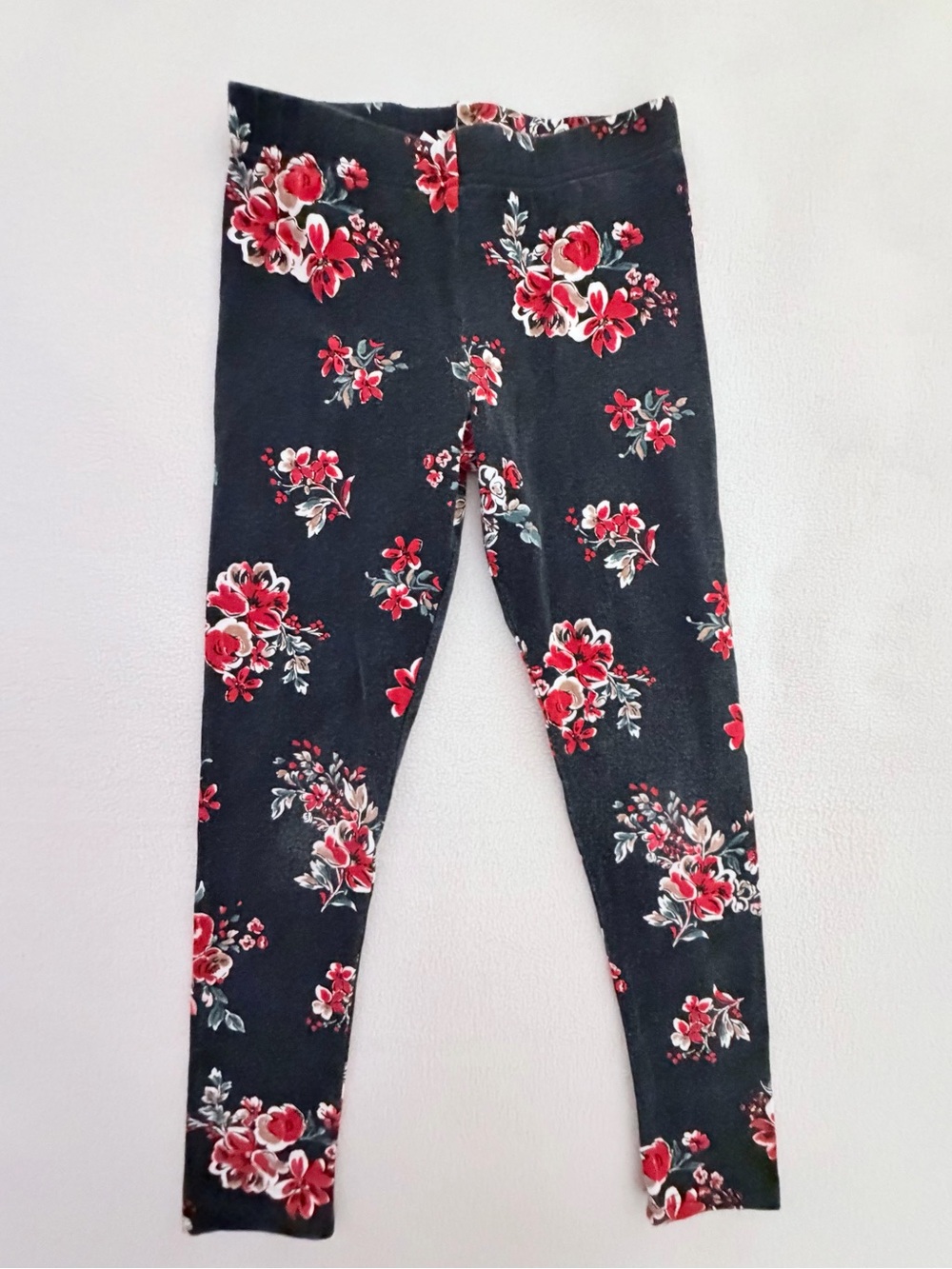 Carters Black Red Floral Leggings